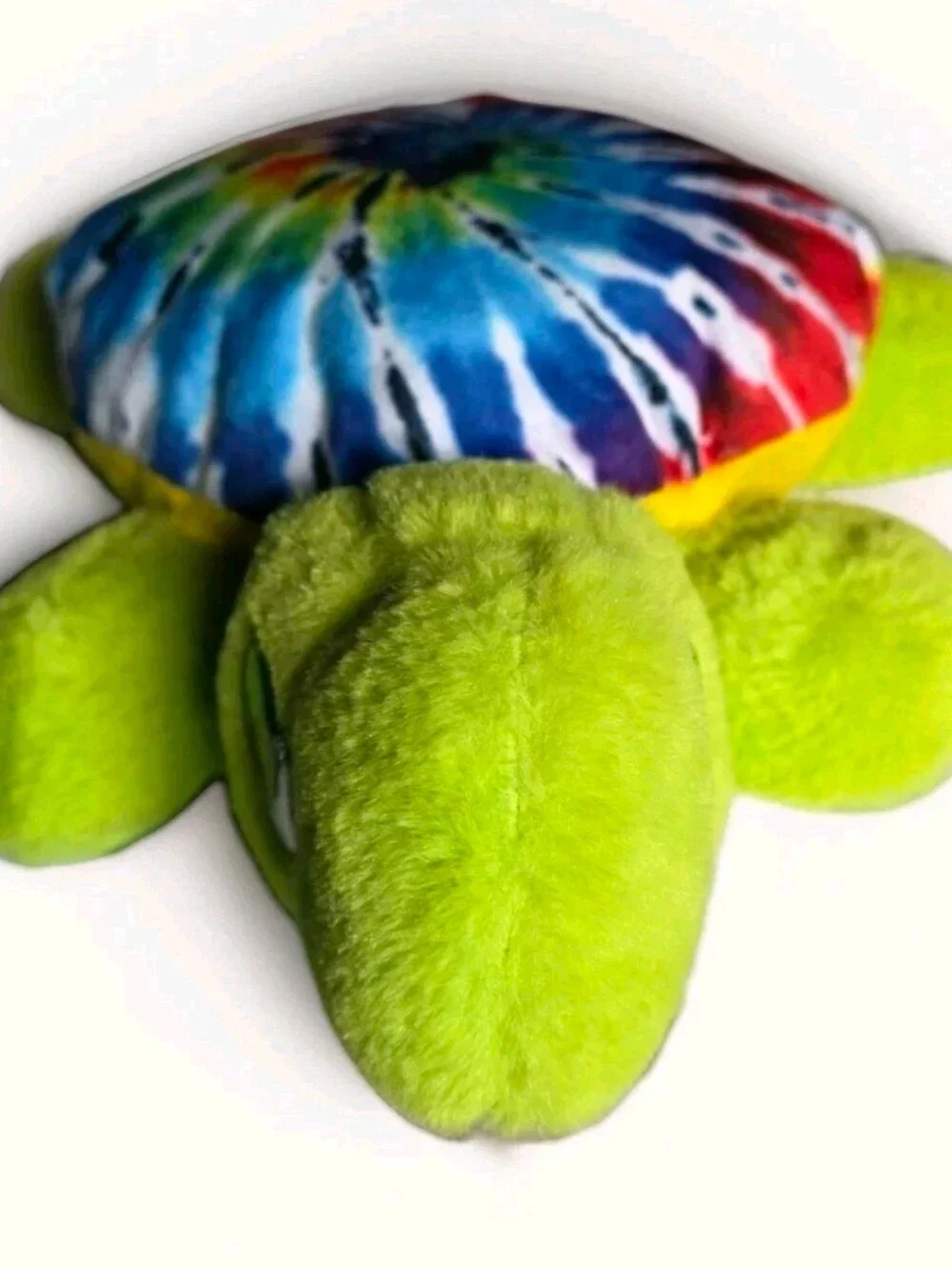 Green Tie Dye Sea Turtle Plush Stuffed Animal Tired Green Eyes Toy